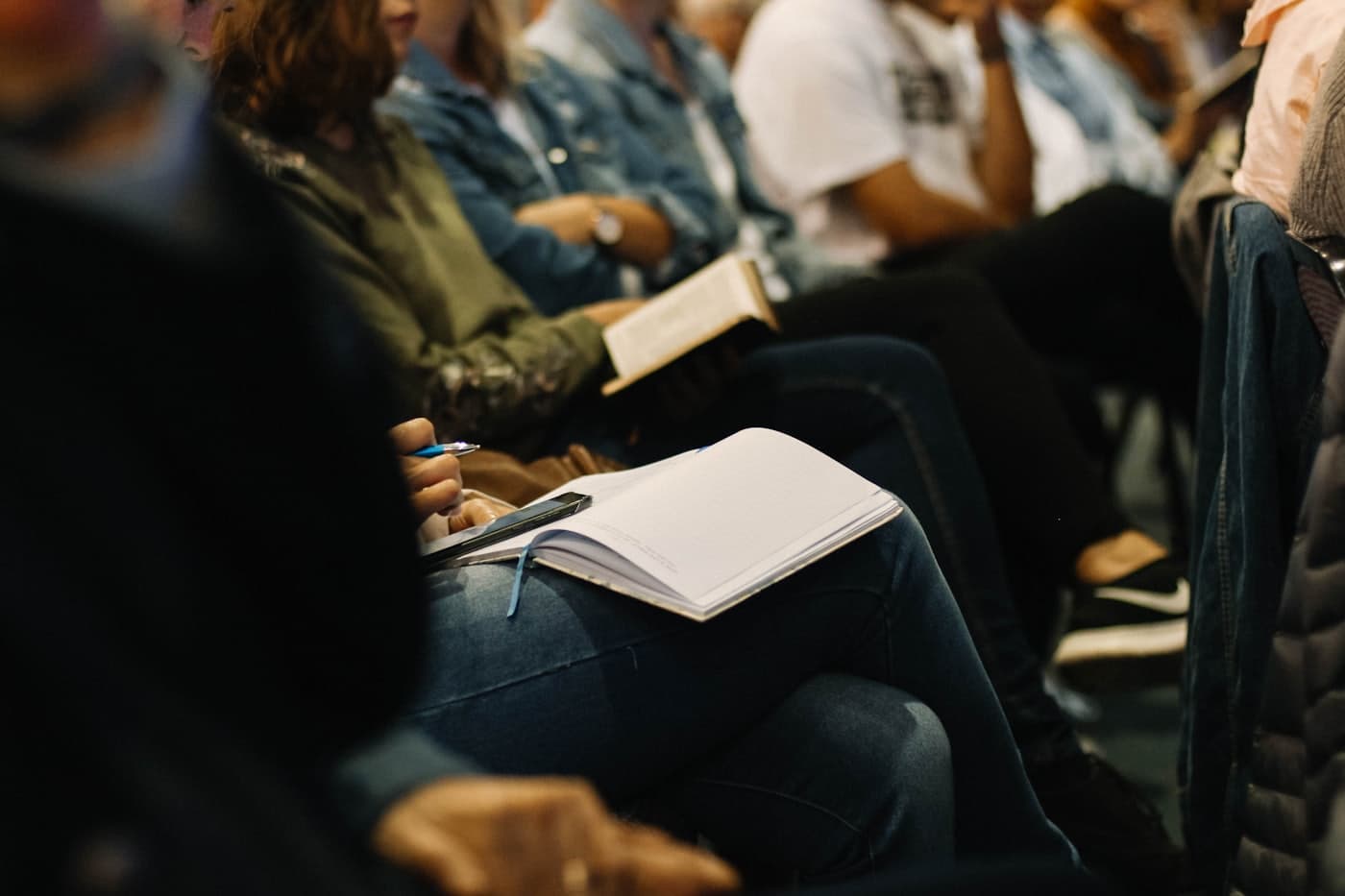 People following the teaching during a Sunday gathering